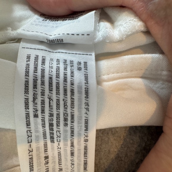 Abercrombie Fitch White Linen Blend Smocked‎ Sundress Tie Straps Mini Dress XS - Picture 6 of 11